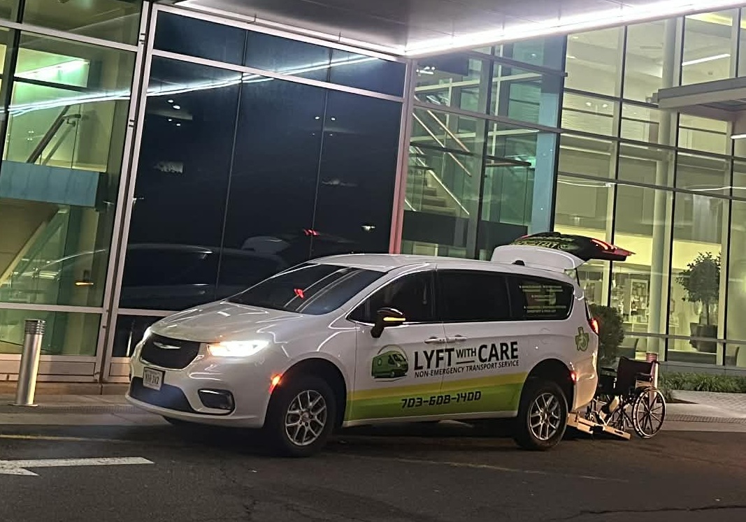 Lyft With Care wheelchair-accessible van providing non-emergency medical transportation for patients in Northern Virginia.